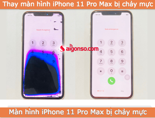 màn hình iPhone 11 Pro Max bị chảy mực